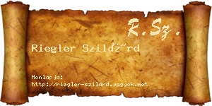 Riegler Szilárd névjegykártya
